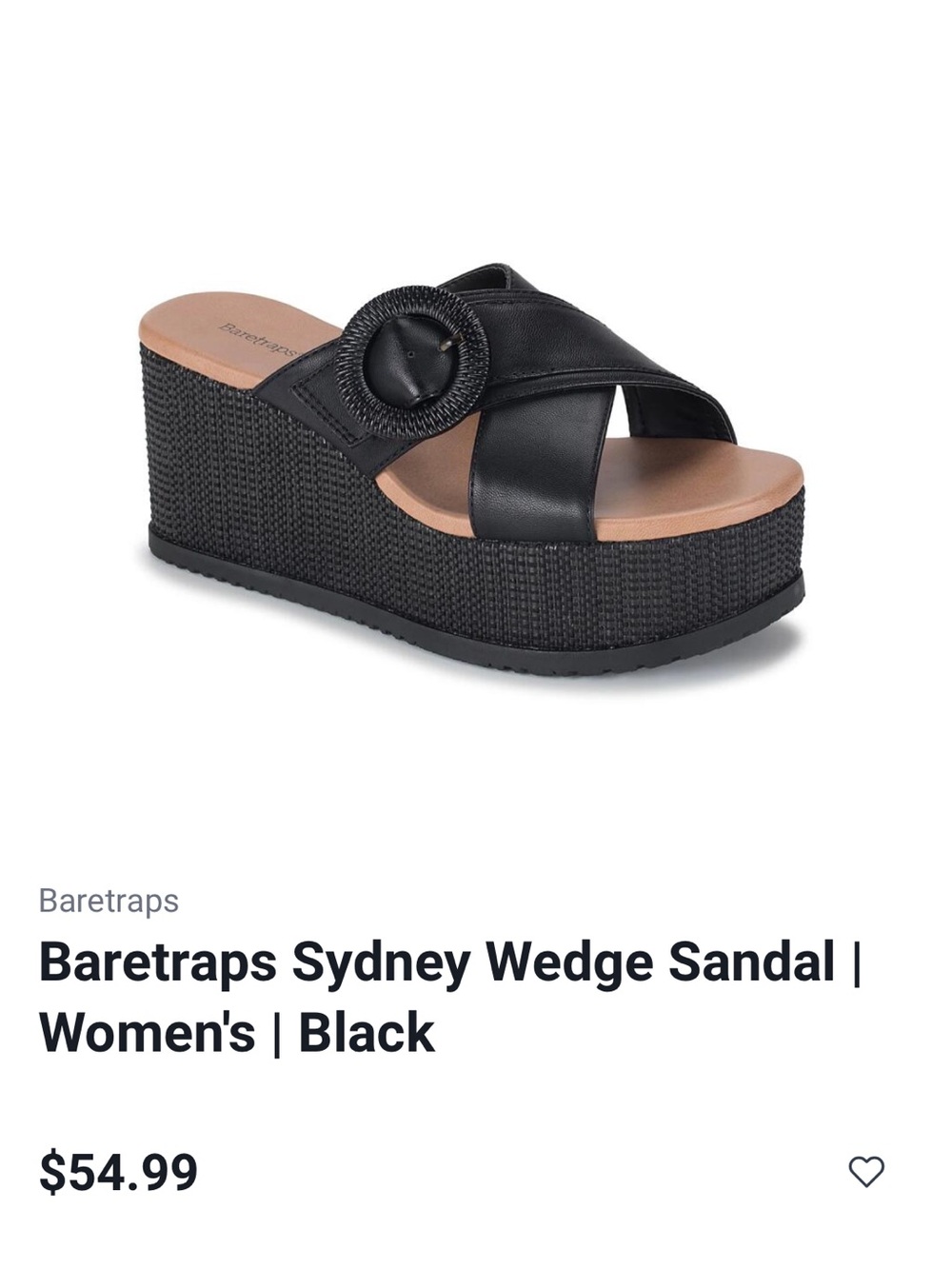 BareTraps Black Platform Wedge Slide with Buckle